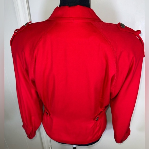 VINTAGE Red Women's Jacket with Cinched Waist and Buttons - Picture 12 of 14